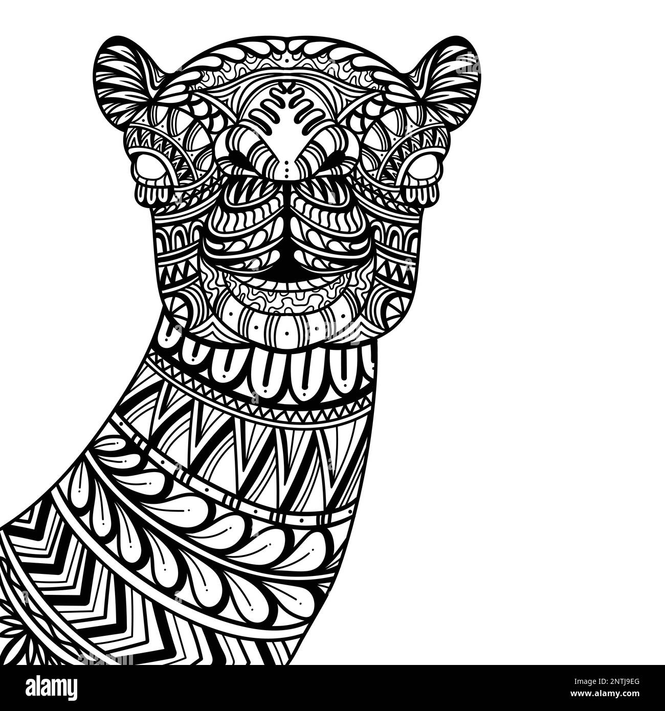 Cabeza de camello mandala zentangle página para colorear ilustración para su empresa o marca Ilustración del Vector