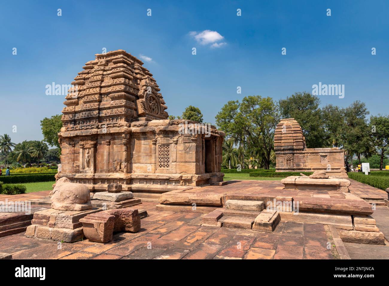 Jambulingeshwara templo construido por la dinastía Chalukya en Pattadakal que es Patrimonio de la Humanidad de la UNESCO. Foto de stock