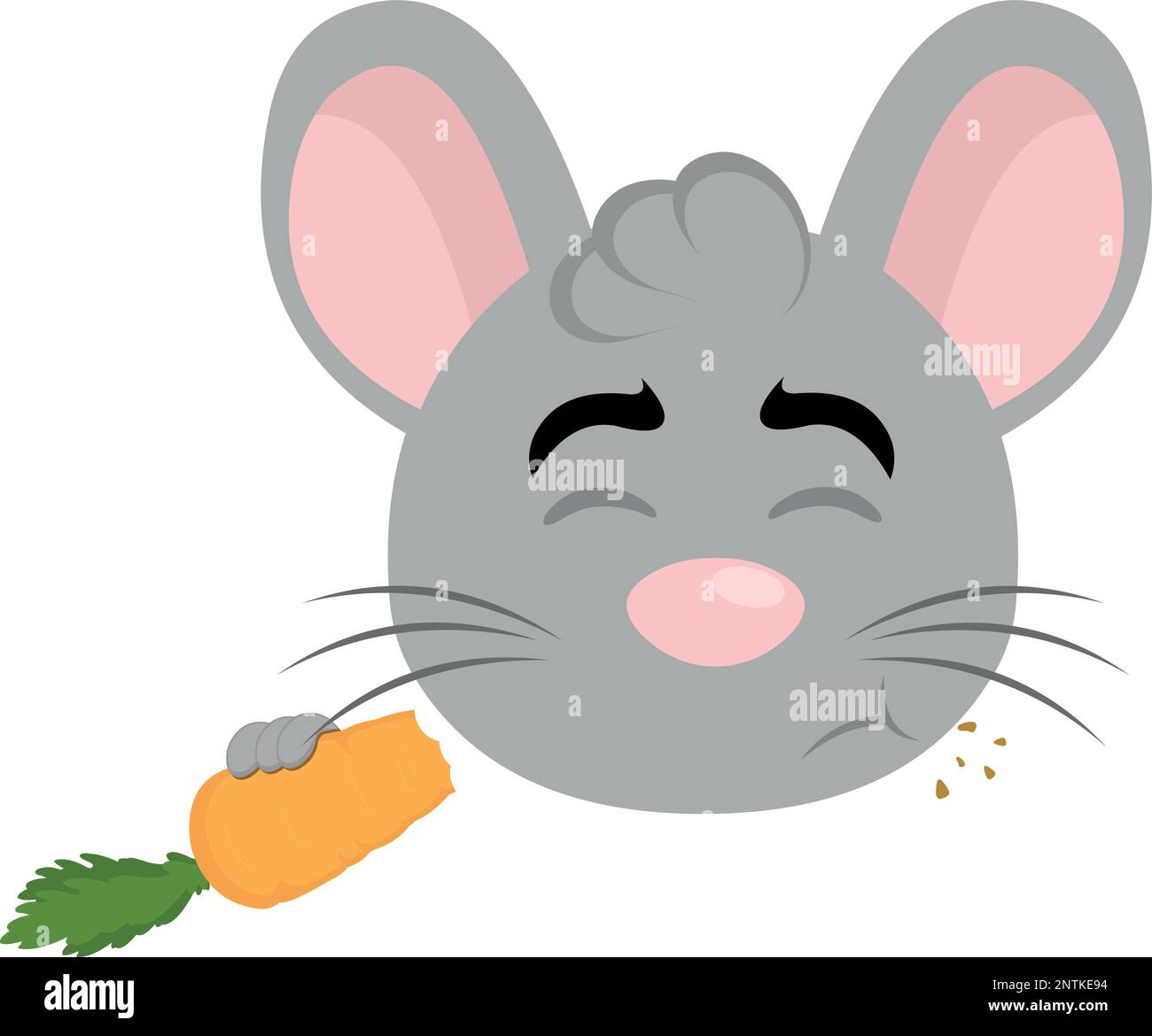 ilustración vectorial cara de un ratón de dibujos animados comiendo una