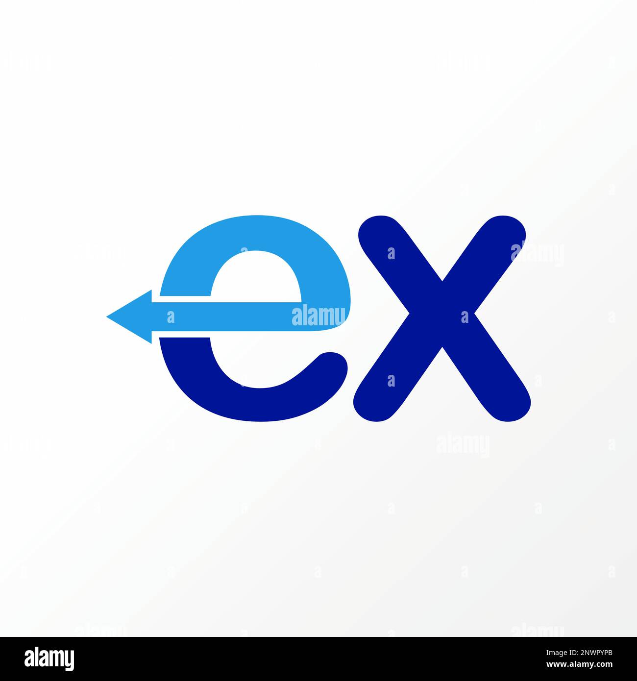 Letra única y simple o palabra EX sans serif fuente en conectar o fusionar con flecha icono gráfico logo diseño concepto abstracto vector marca de agua inicial Ilustración del Vector