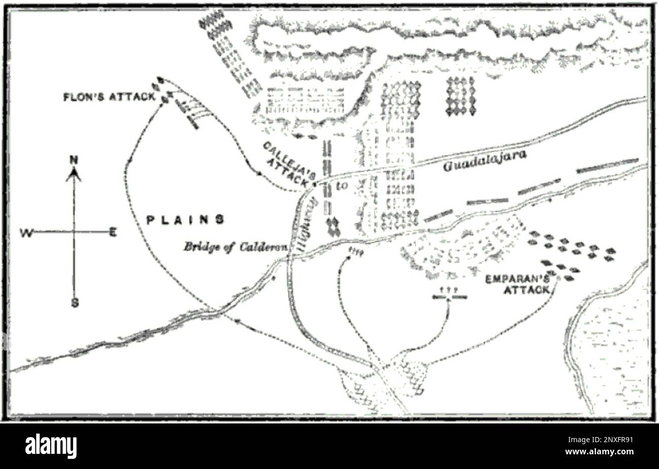 Mapa de la Batalla del Puente de Calderón Fotografía de stock Alamy