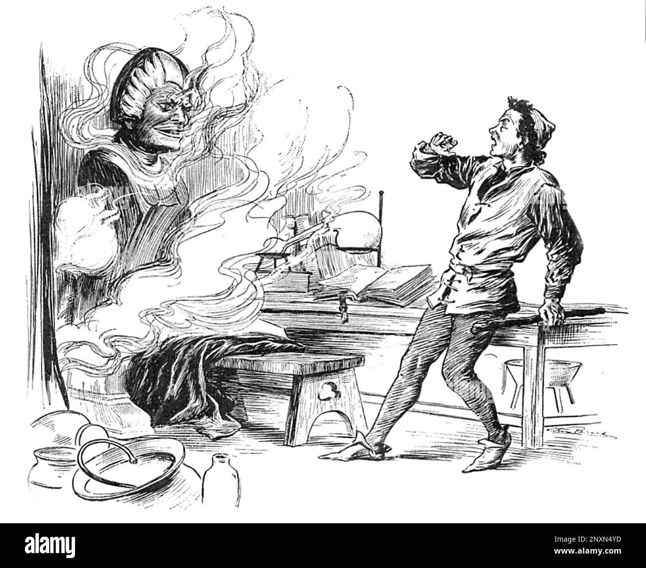 El asistente de Roger Bacon, Miles, se enfrentó a Brazen Head, de una