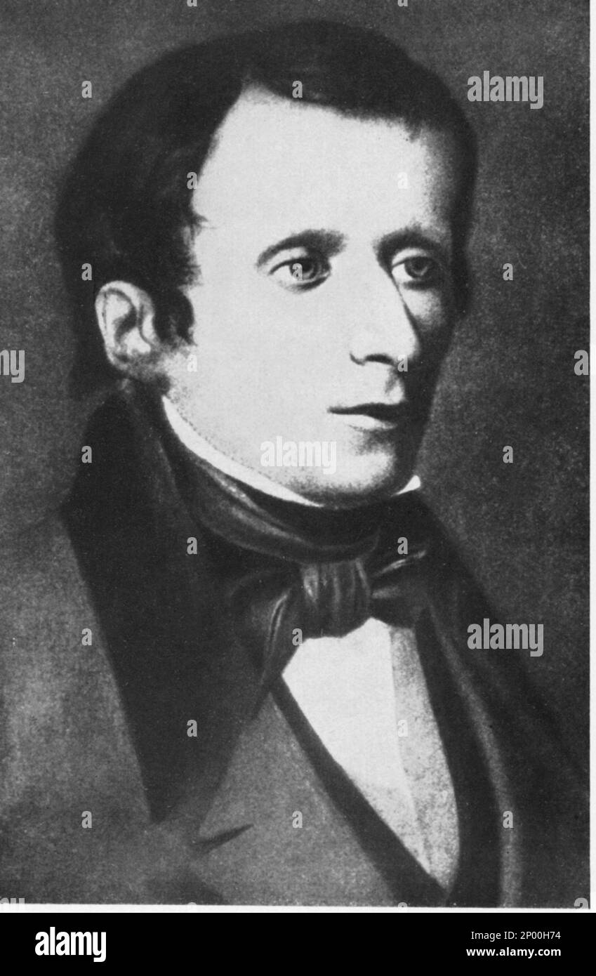 El poeta italiano LEOPARDI ( 1798 1837 ) , retrato de