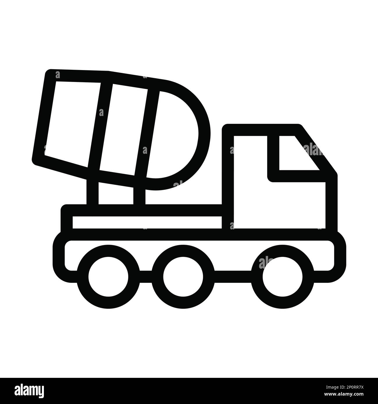 Icono de línea gruesa de vector de camión mezclador de concreto para uso personal y comercial. Foto de stock