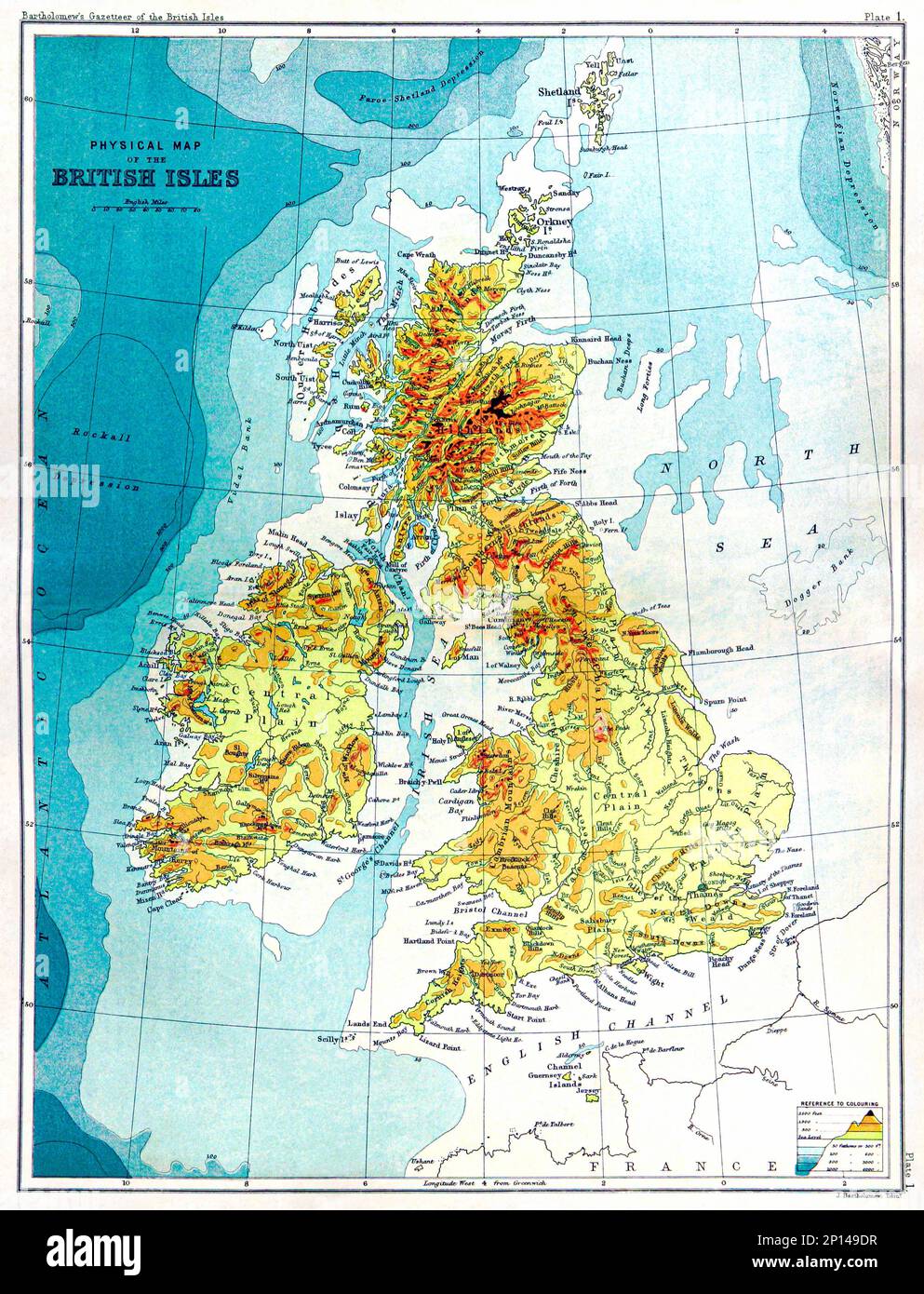 Gazetteer de las Islas Británicas, estadístico y topográfico (1887) por John Bartholomew. Original de la Biblioteca Británica. Foto de stock