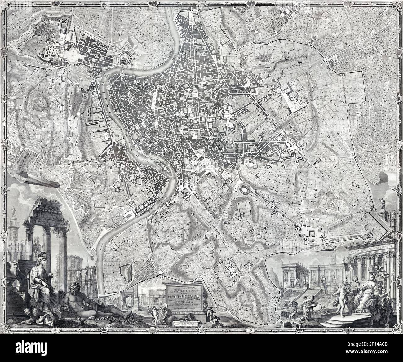 La pianta grande di Roma (El Gran Plan de Roma), también conocido como el Mapa Nolli de Pietro Campana, Carlo Nolli y Rocco Pozzi. Original de Yale Uni Foto de stock