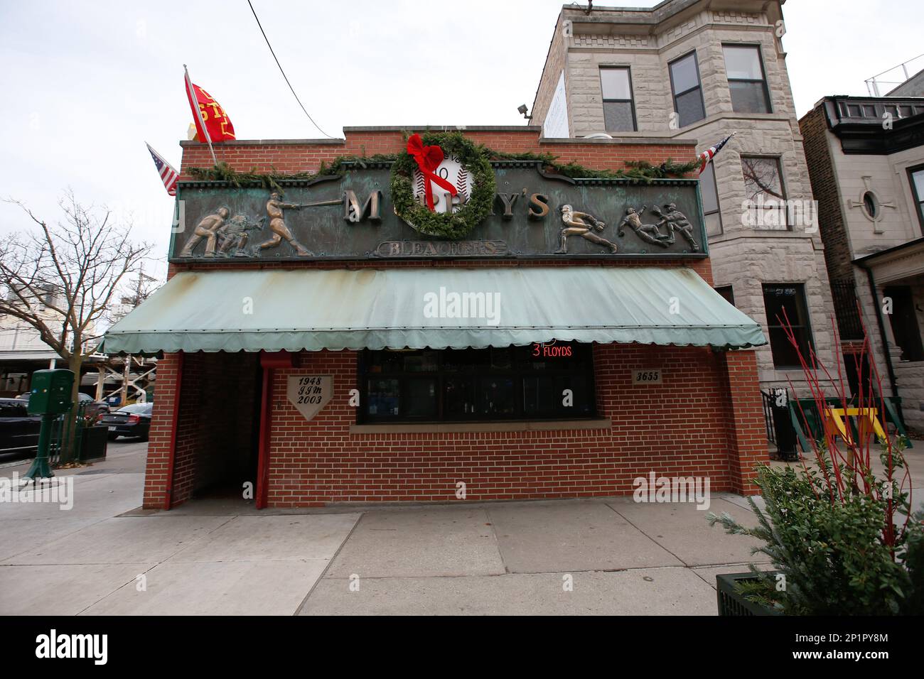 A detail view of a Murphy's Bar that can be seen across the street of