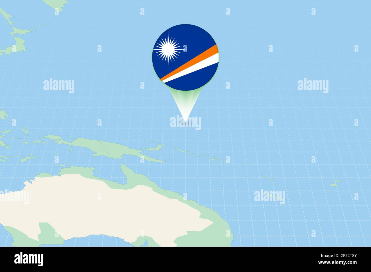 Ilustración de mapa de Islas Marshall con la bandera. Ilustración