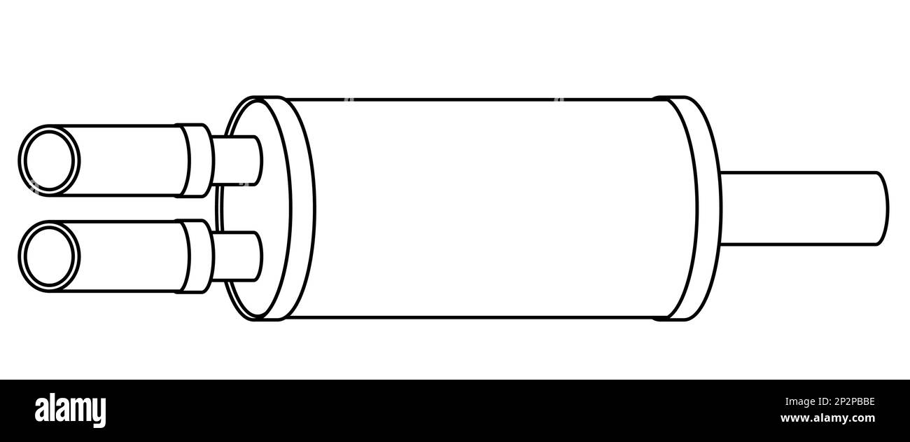 Ilustración de contorno de un silenciador de escape del coche Ilustración del Vector