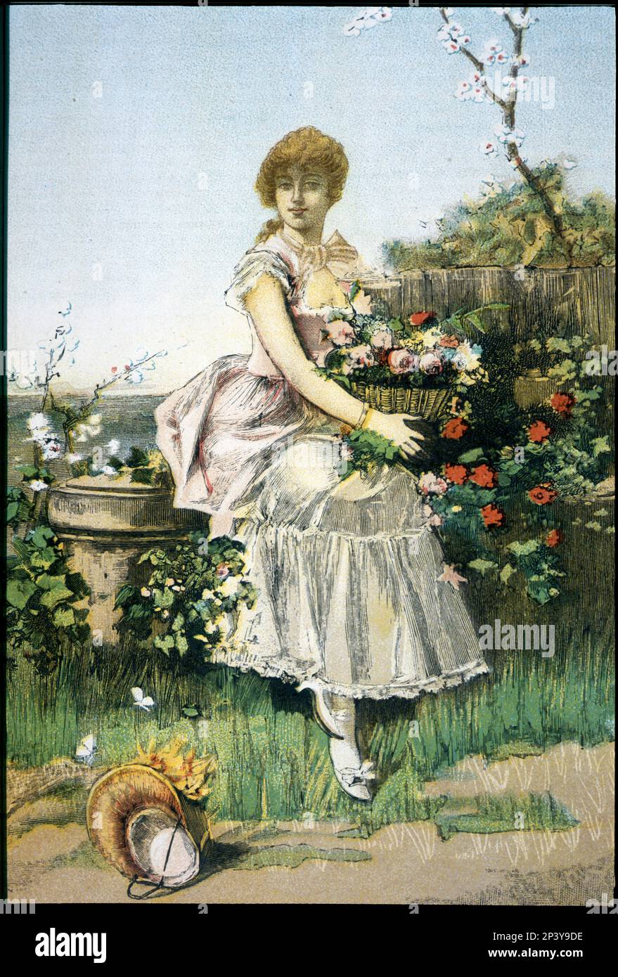 Póster con 'Alegoría a la primavera', 1889. Foto de stock