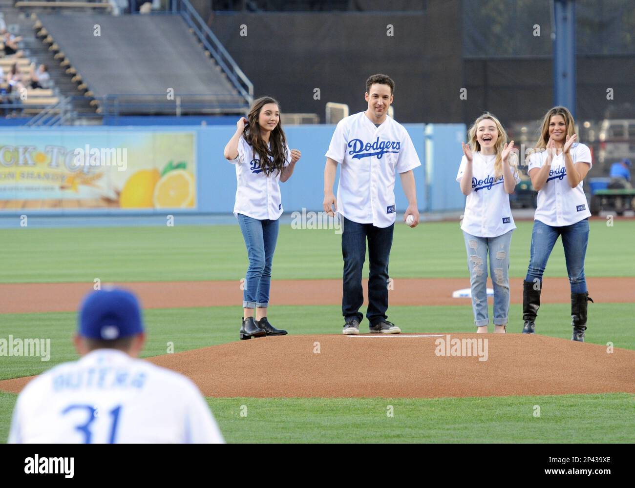 18 June 2014: Danielle Fishel, star of Disney television show Girl Meets  World prior to a Major League Baseball game between the Colorado Rockies  and the Los Angeles Dodgers at Dodger Stadium