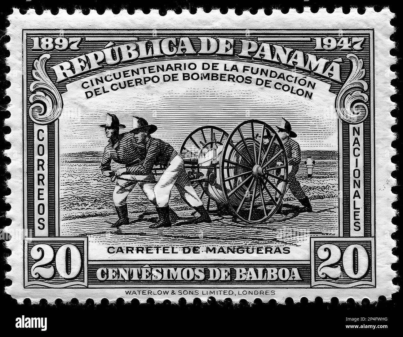 Impresión de sellos en Panamá, 1947, mangueras, pozharnye Fotografía de  stock - Alamy