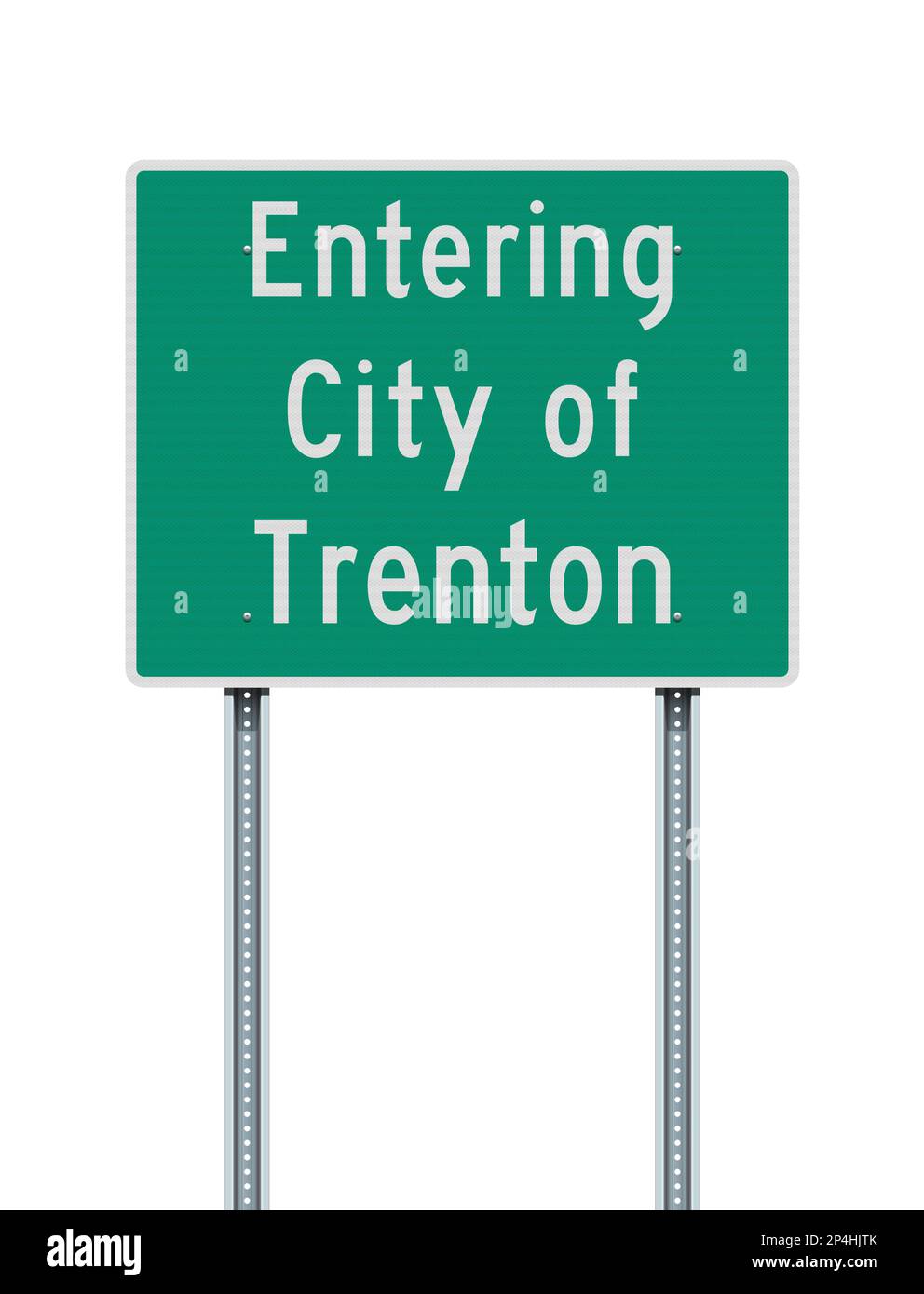 Ilustración vectorial de la ciudad de Trenton (Nueva Jersey) entrando en la señal de tráfico verde de la ciudad en postes metálicos Ilustración del Vector