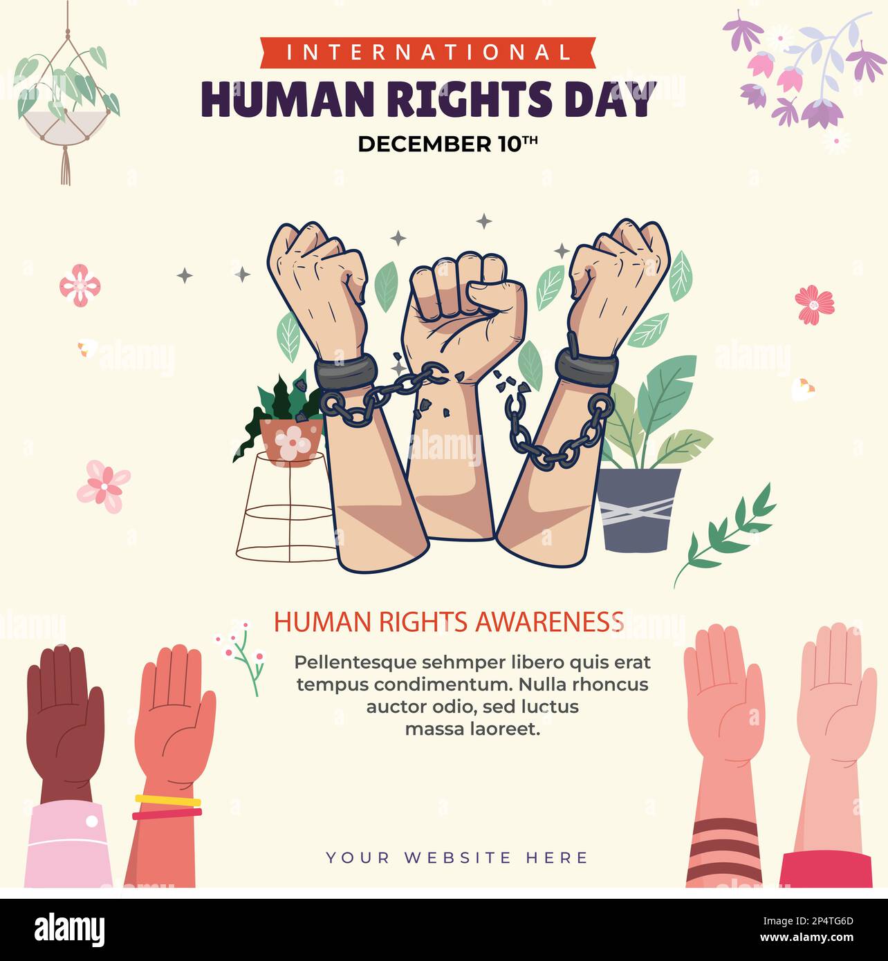 Día de los Derechos Humanos Social Media Template Vector de diseño Ilustración del Vector