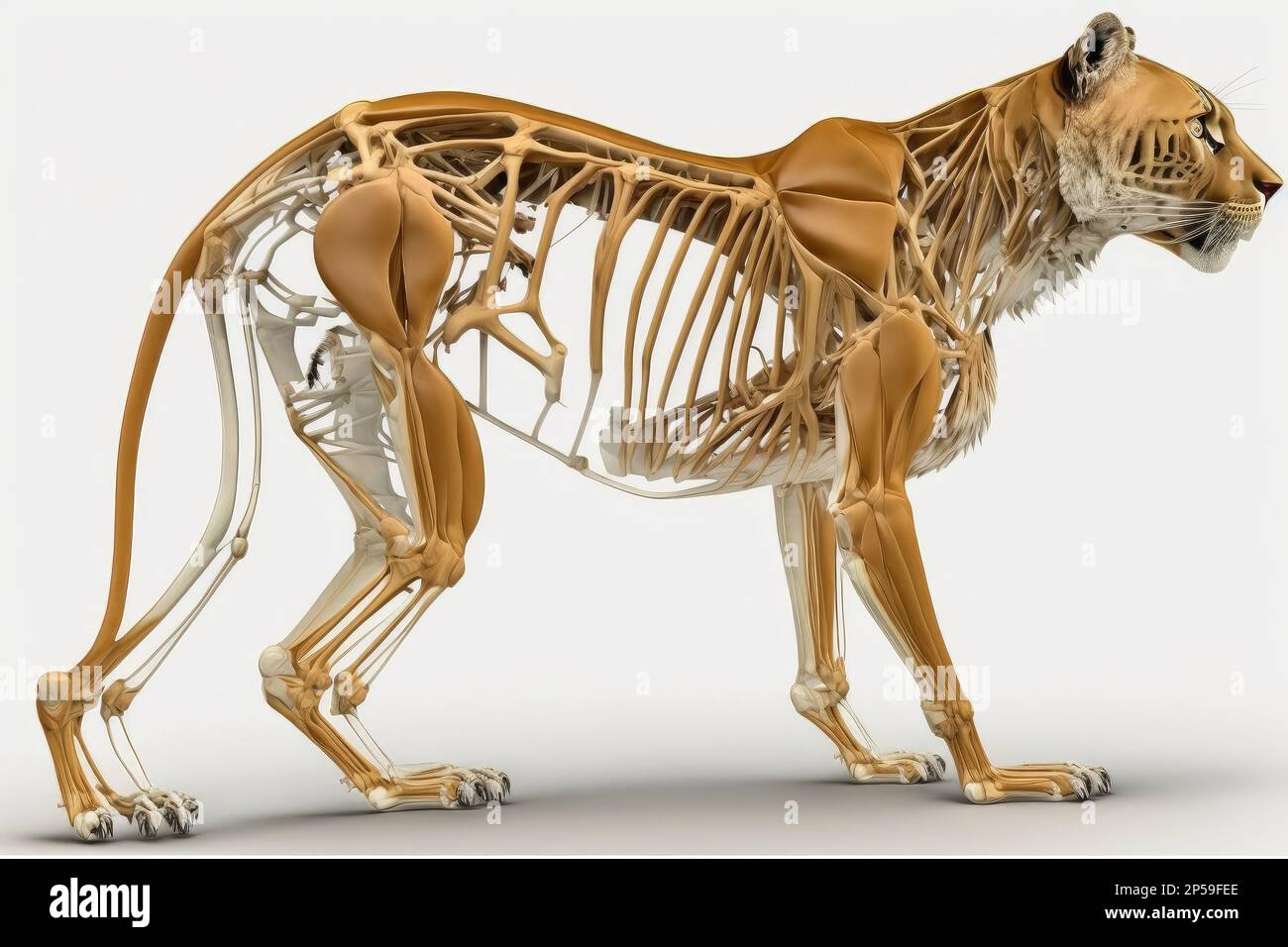 Puma anatomía esquelética sobre un fondo blanco Fotografía de stock - Alamy