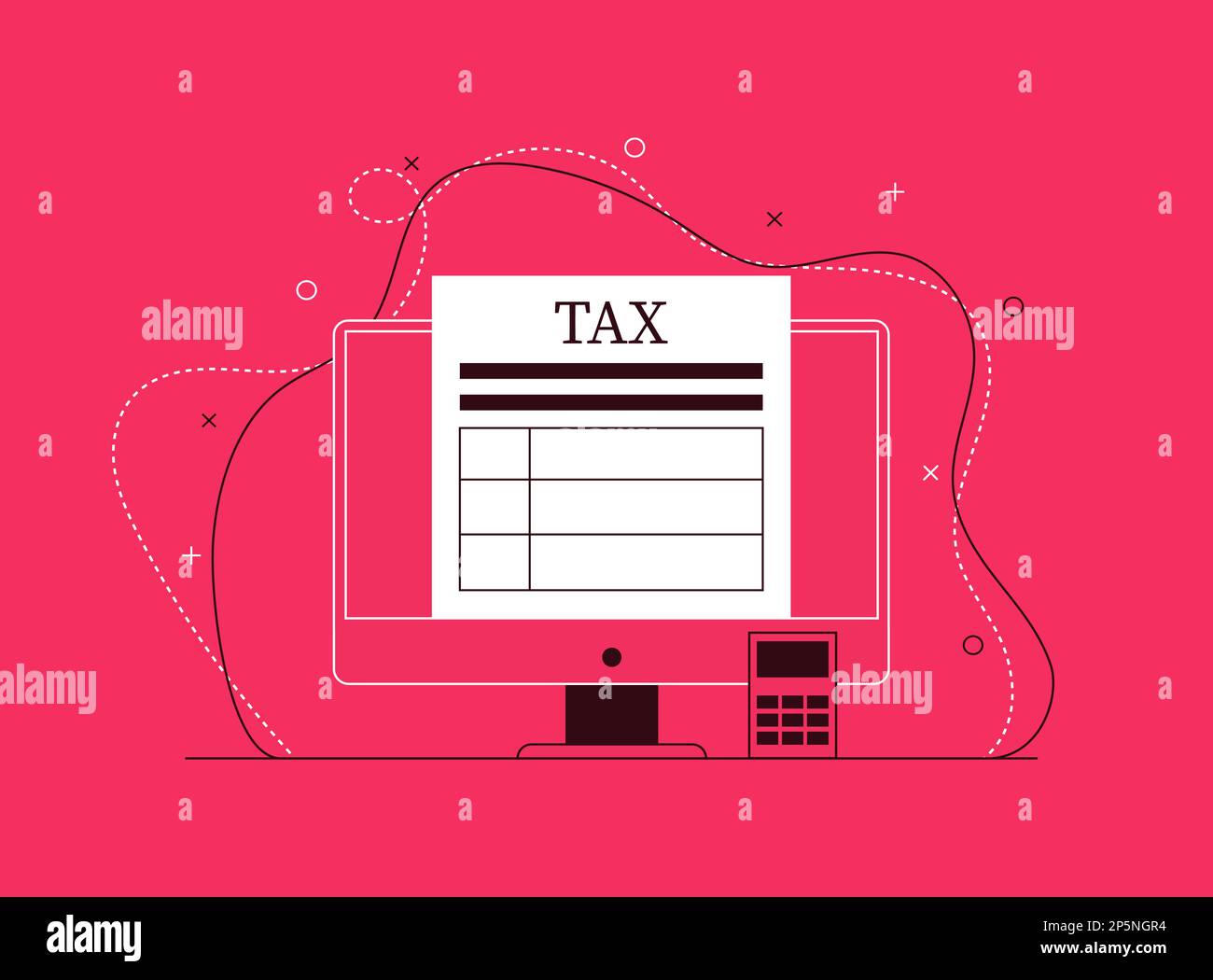 Pago de impuestos en línea, cálculo del impuesto sobre la renta. Banner  moderno con monocolor rojo Imagen Vector de stock - Alamy