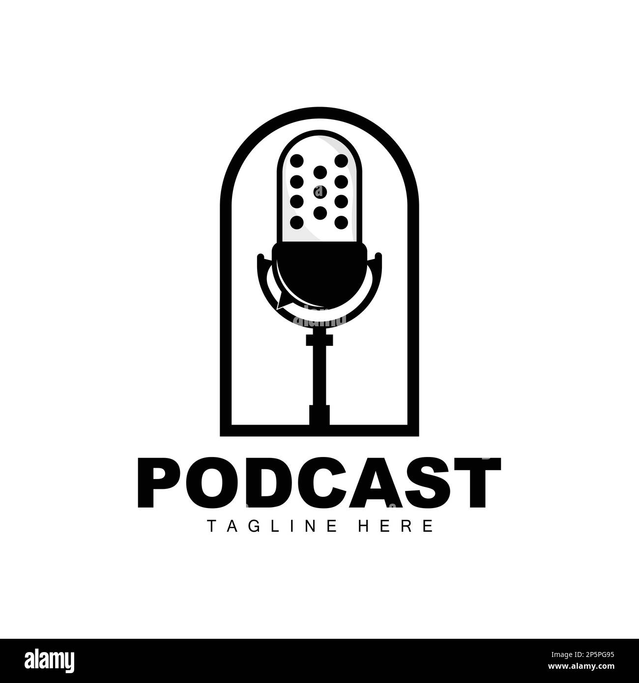 Micrófono Con Podcast Banner Ilustraciones svg, vectoriales, clip
