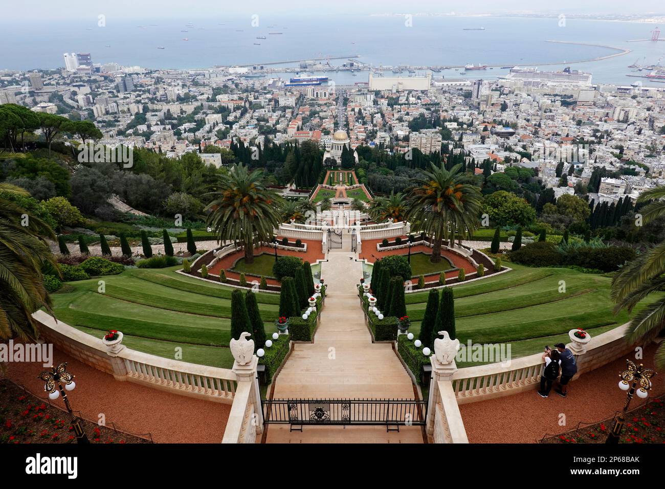 Las Terrazas Bahai (Los Jardines Colgantes de Haifa), Patrimonio de la Humanidad de la UNESCO, Monte Carmelo, Haifa, Israel, Oriente Medio Foto de stock