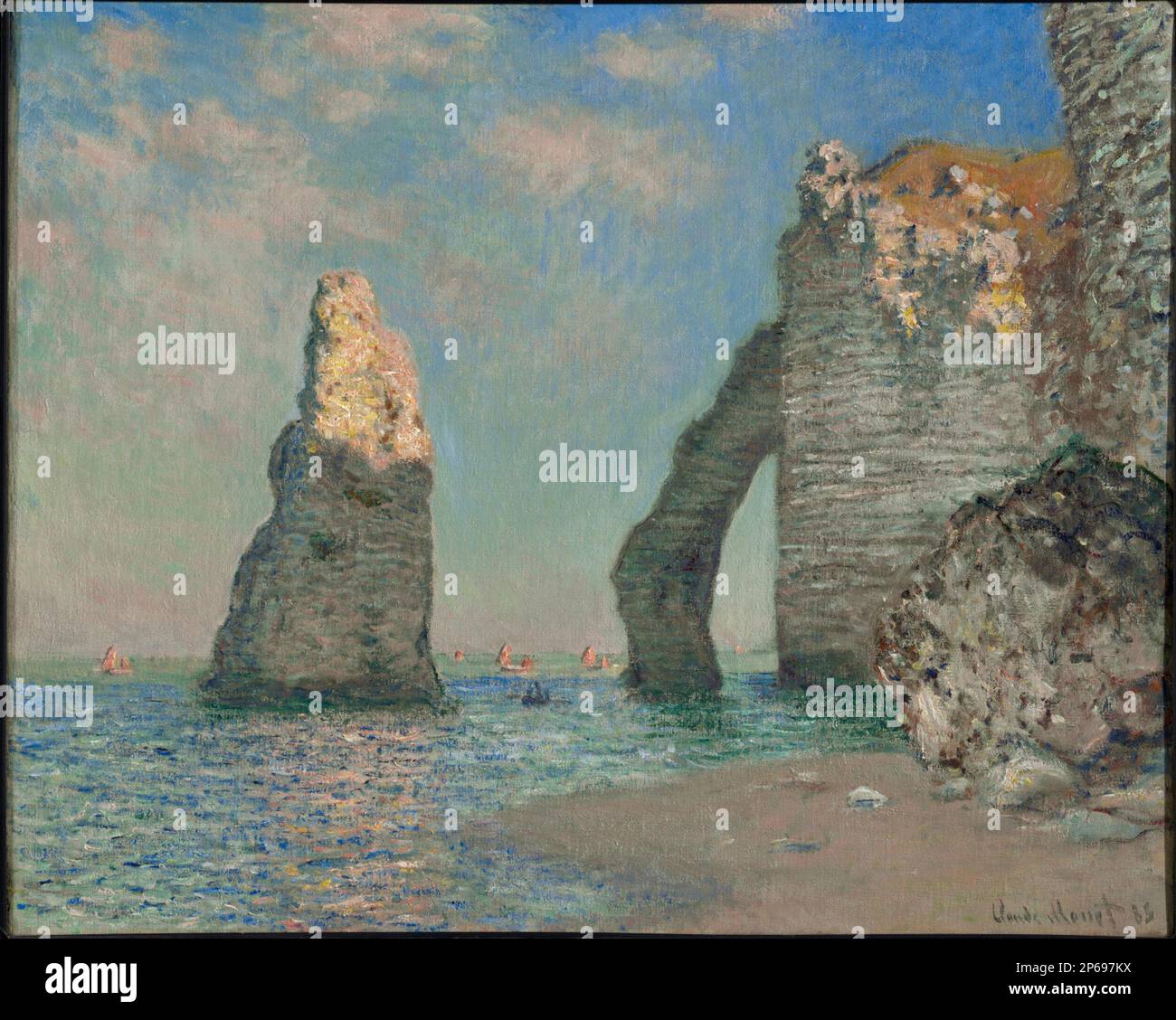 Claude Monet, Los acantilados en Étretat, 1885, óleo sobre lienzo. Foto de stock