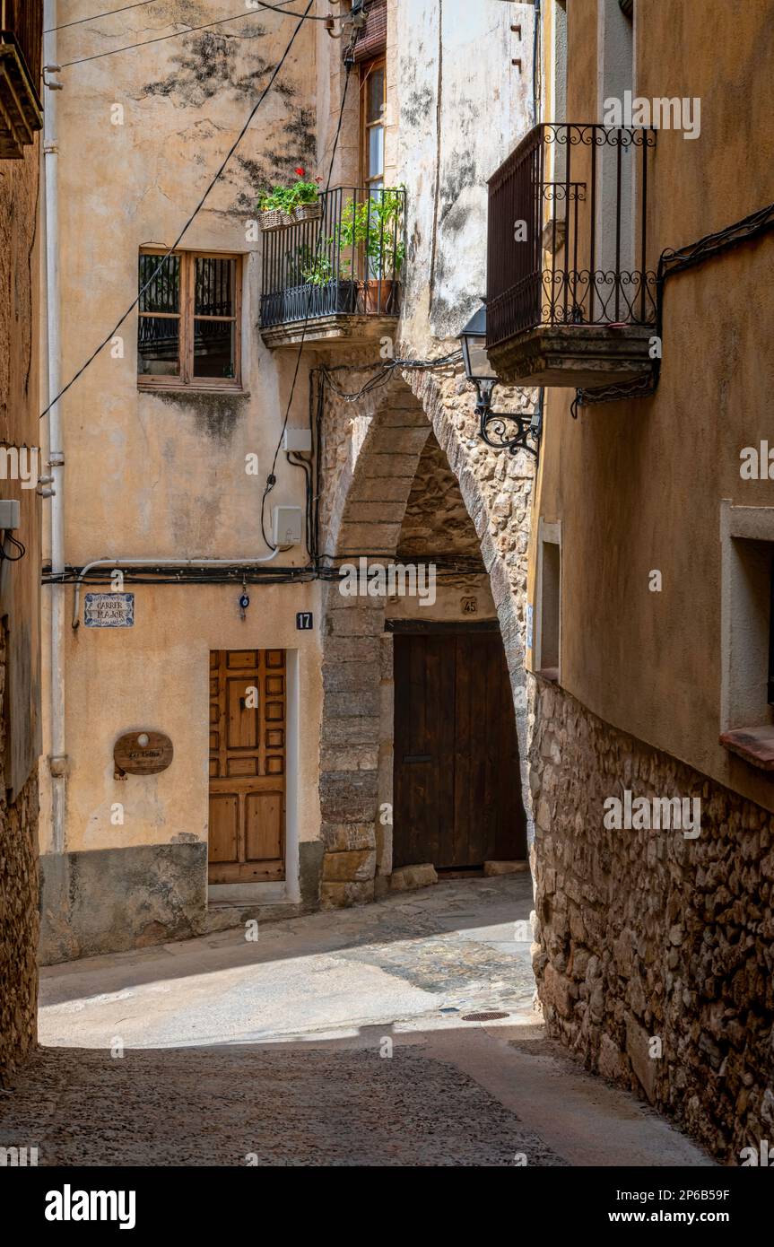 Calles de Barbera de la Conca, Conca de Barbera, Tarragona, Cataluña, España Foto de stock