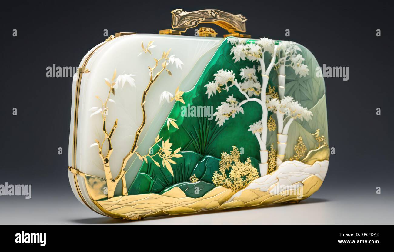bolsa hecha de piedras naturales con incrustaciones de oro. el diseño  representa imágenes de la naturaleza. Modelo generado por AI Fotografía de  stock - Alamy