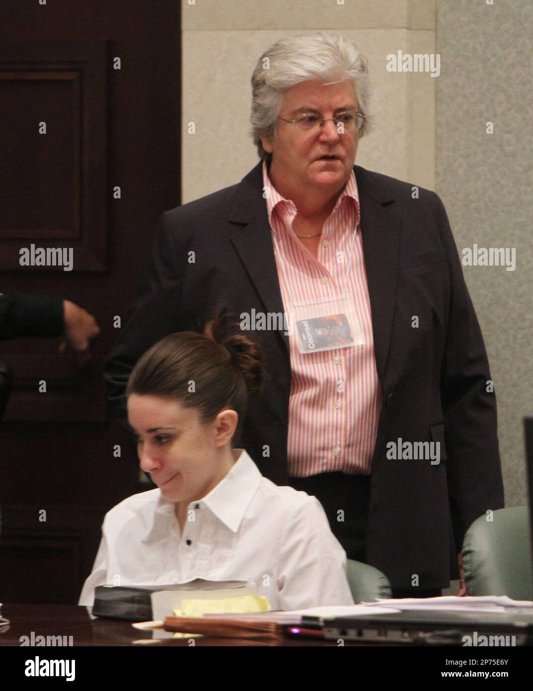 Casey Anthony, left, sits at the defense table as defense attorney Anne