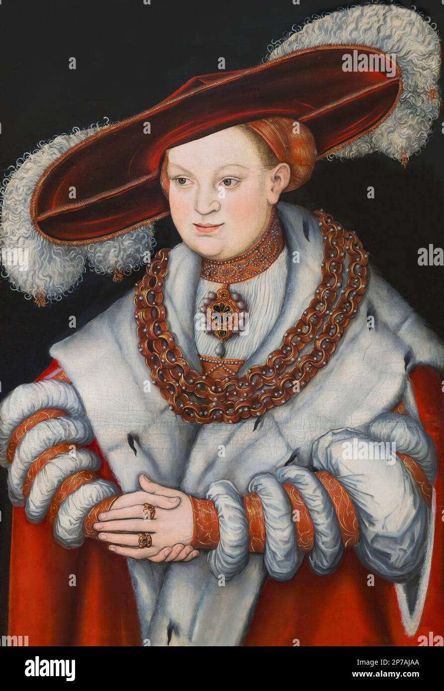 Retrato de Magdalena de Sajonia, esposa del Elector Koachim II de Brandeburgo, Lucas Cranach, circa 1529, Instituto de Arte de Chicago, Chicago, IL Foto de stock
