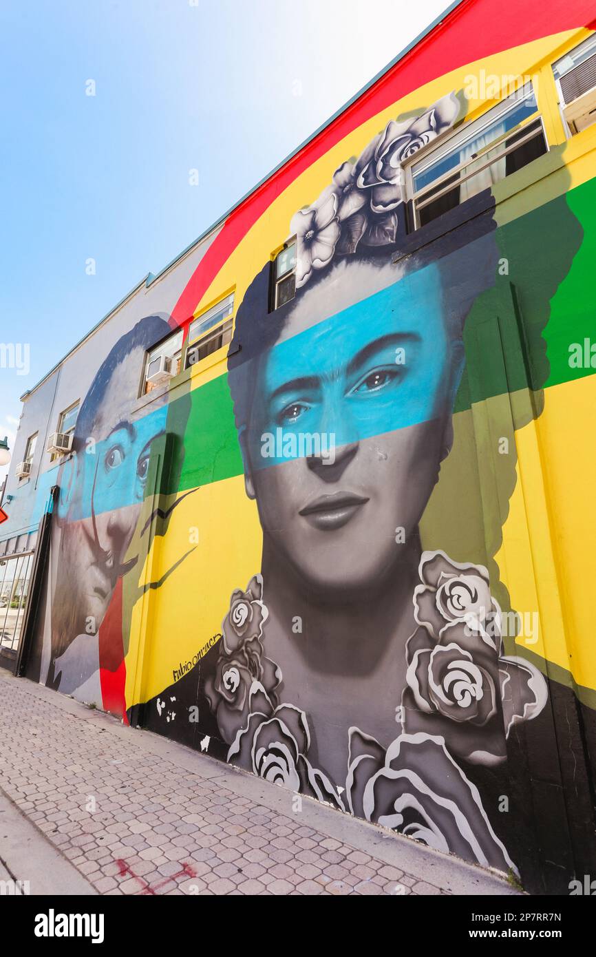Murales de salvador dali y frida kahlo en hollywood florida fotografías