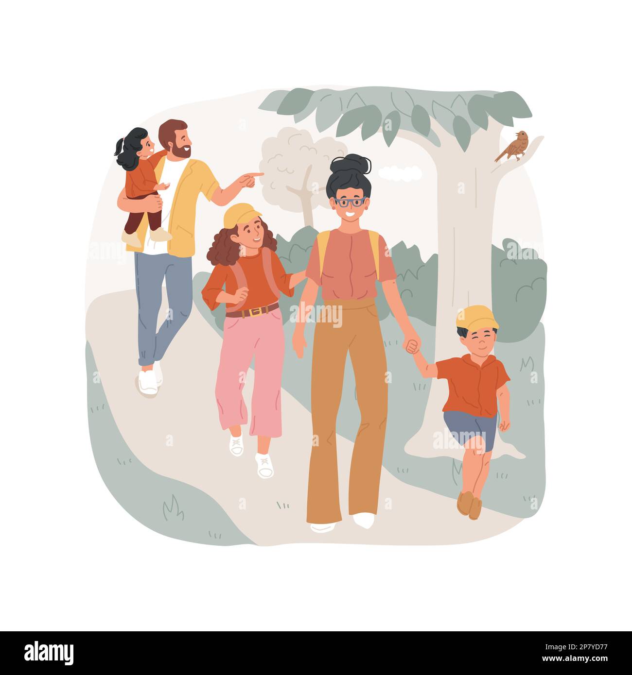 Caminar en la naturaleza aislado ilustración vectorial de dibujos