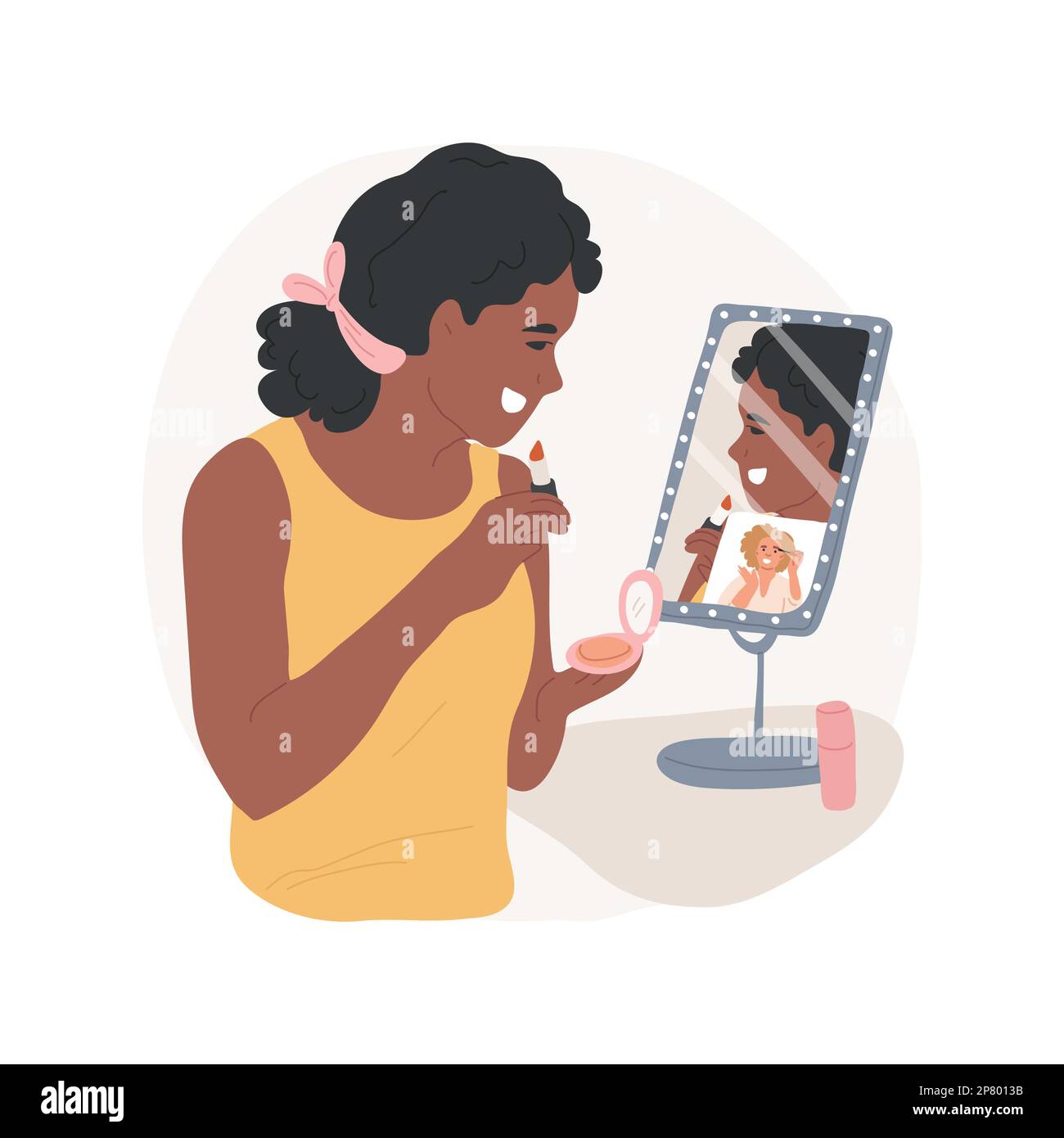 Tutorial de maquillaje en línea aislado ilustración vectorial de