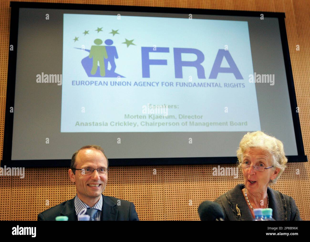 Morten Kjaerum, left, Director of the European Union Agency for