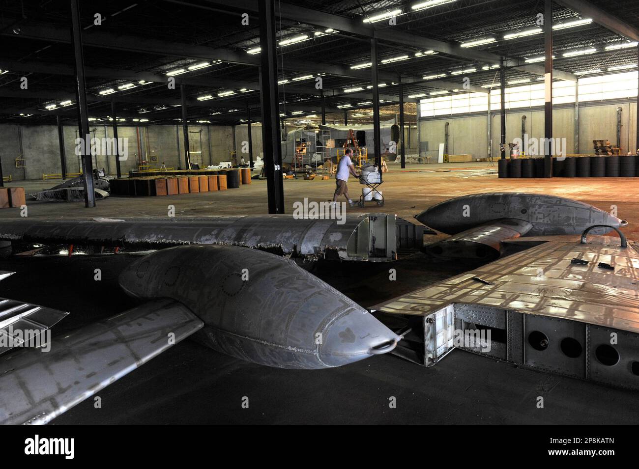 Artists and workers build the set for the filming of "The