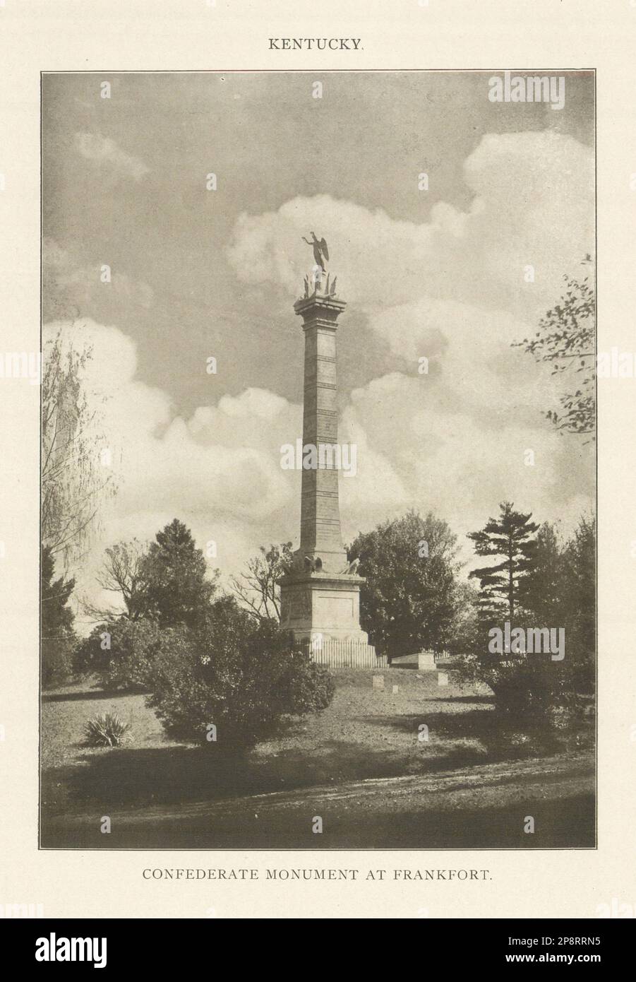 Kentucky. Monumento Confederado en Frankfort 1907 antigua imagen de impresión antigua Foto de stock