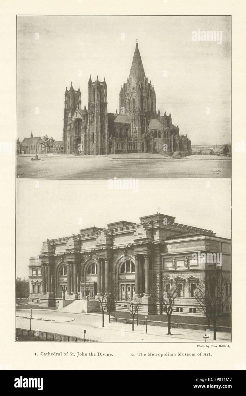 CIUDAD DE NUEVA YORK. Catedral de San Juan el Divino. Museo Metropolitano de Arte 1907 Foto de stock