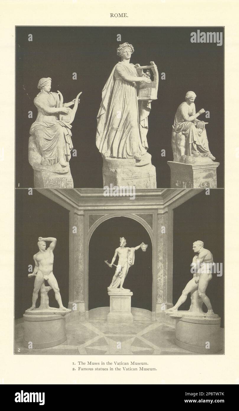 ROMA. Las Musas en el Museo Vaticano. Estatuas famosas en el Museo Vaticano 1907 Foto de stock
