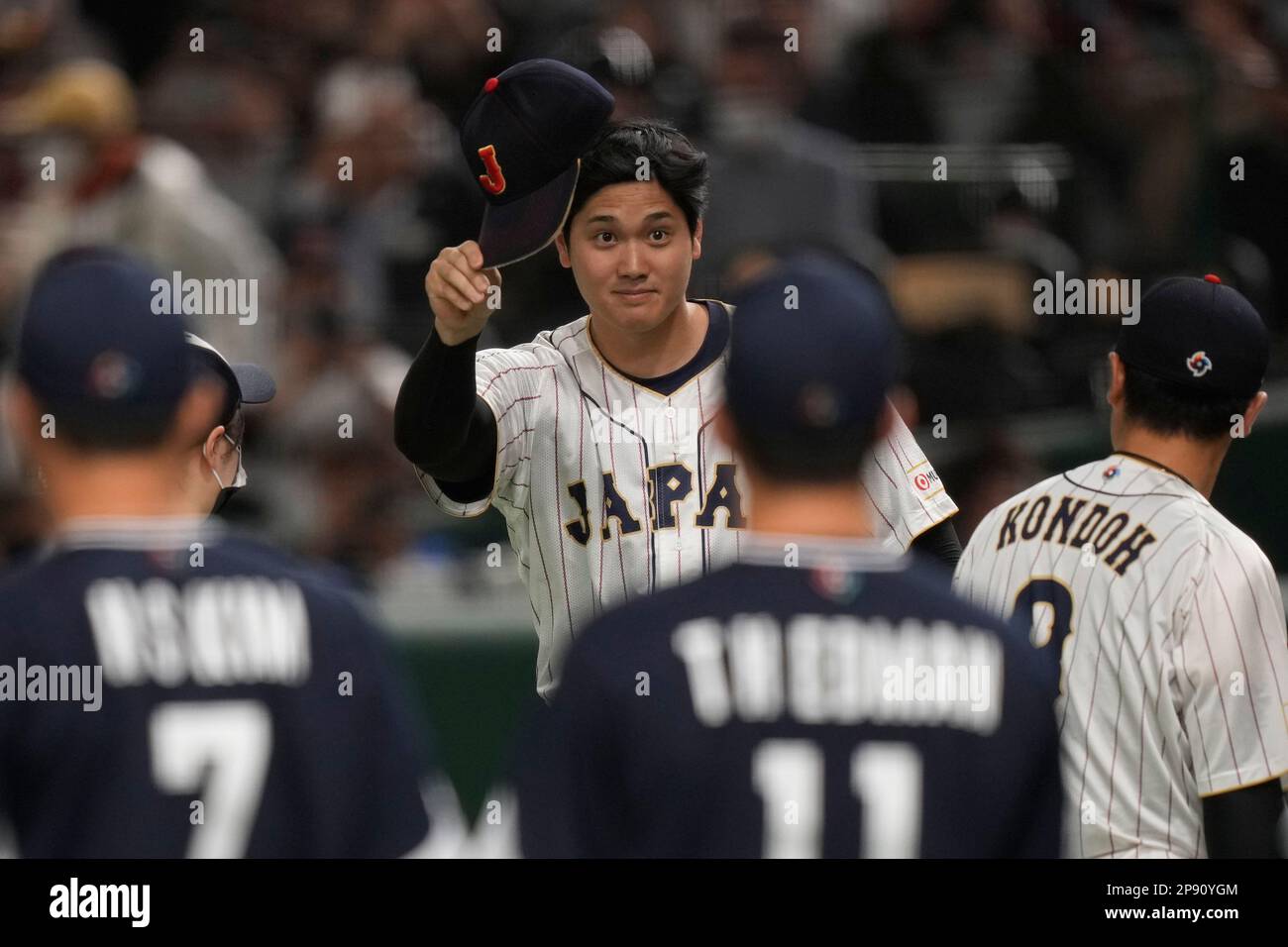 Japan's Shohei Ohtani is introduced ahead of the first round Pool B