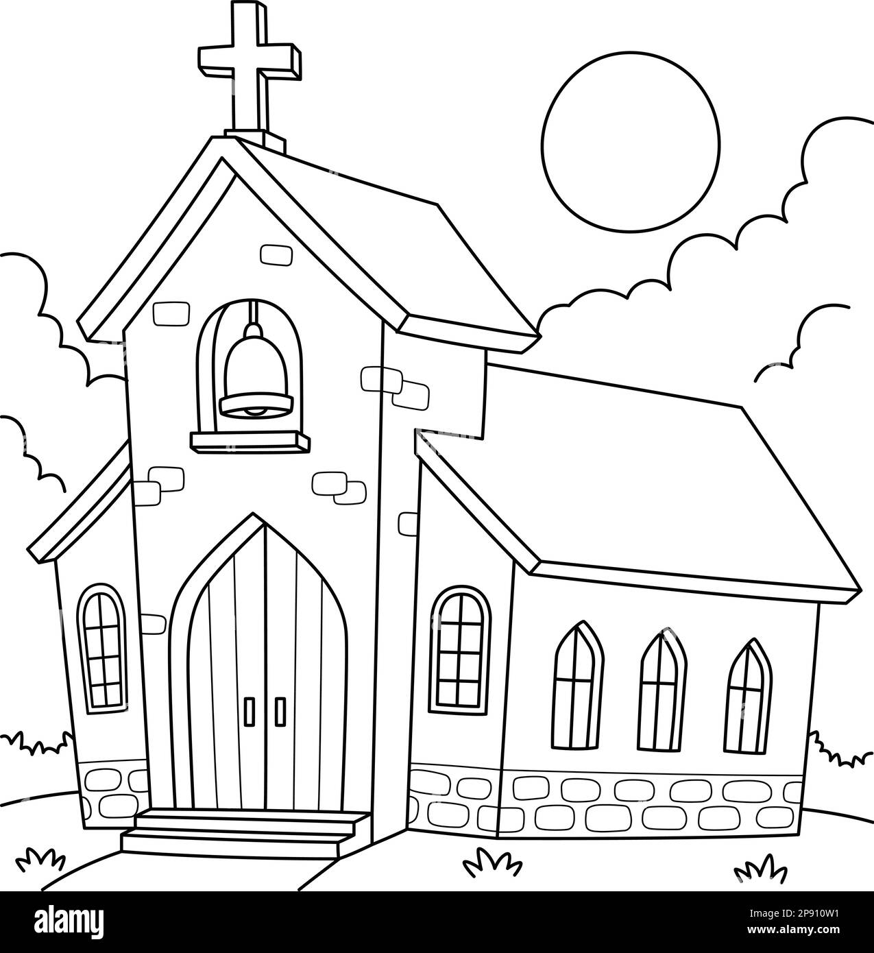Página para colorear de niños iglesia fotografías e imágenes de alta  resolución - Alamy