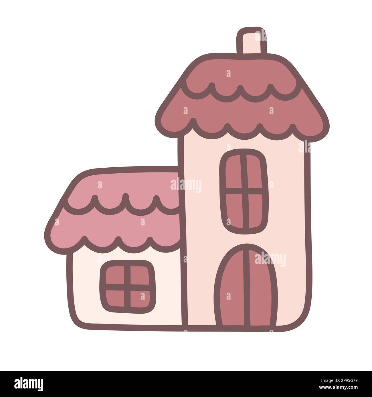 Casa rosa kawaii. Doodle art. Ilustración linda de los niños. Elemento de  diseño moderno con contorno. Clipart aislado simple Imagen Vector de stock  - Alamy