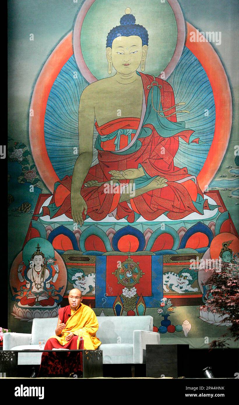 Tibetan Buddhist leader, the 17th Karmapa Ogyen Trinley Dorje, gestures