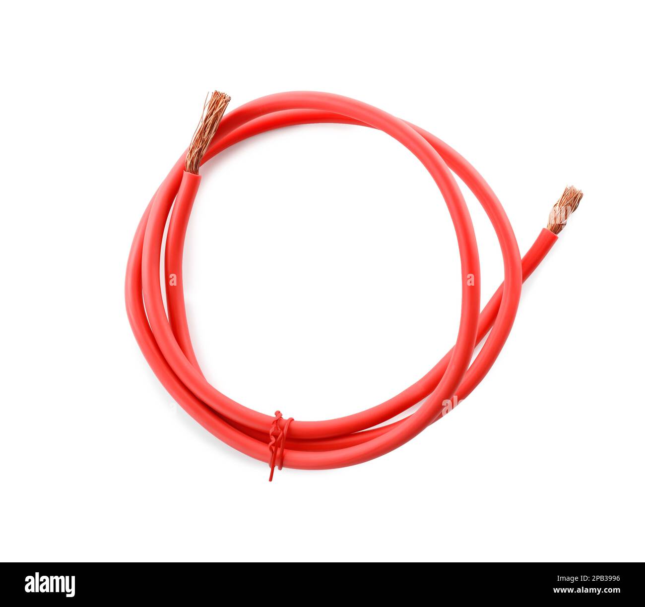 Cable rojo sobre fondo blanco, vista superior. Suministro de electricista  Fotografía de stock - Alamy