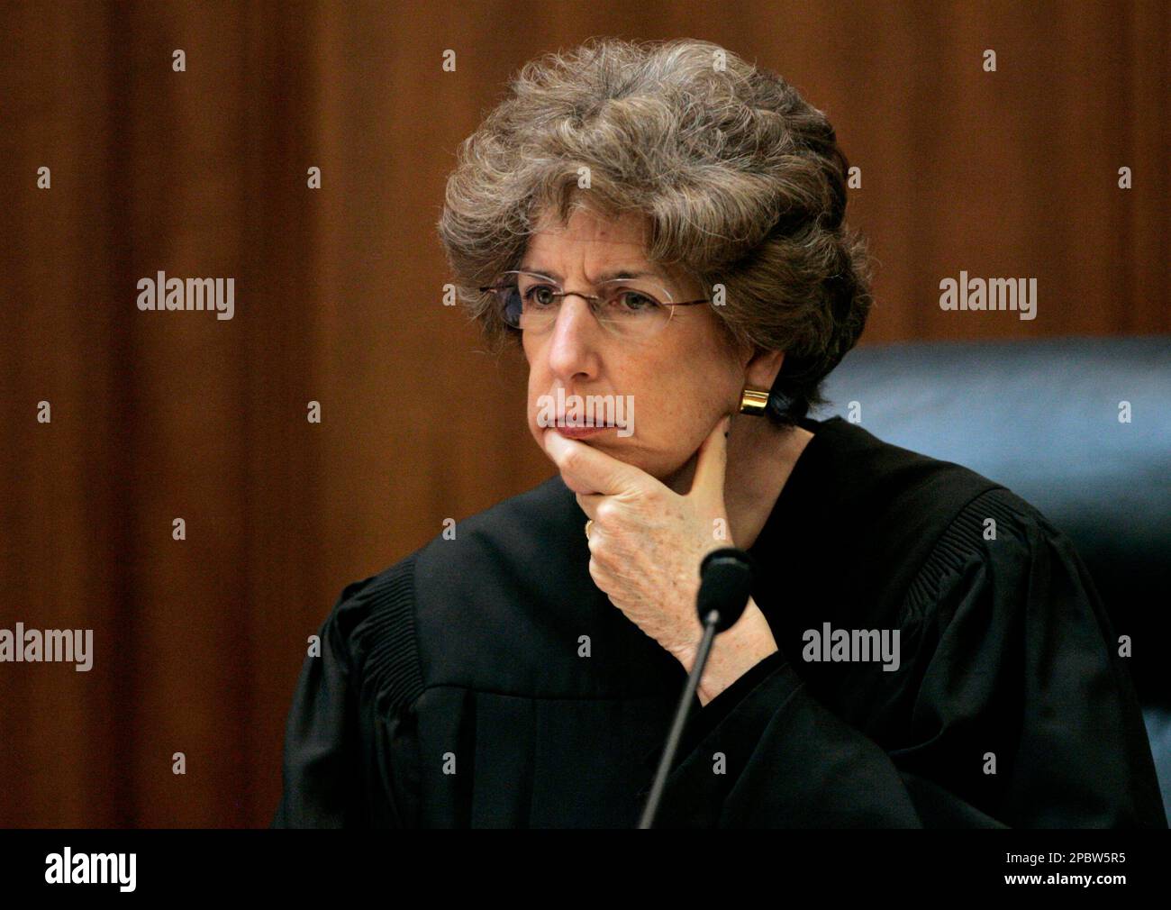 California Supreme Court Justice Carol A Corrigan listens to Dennis