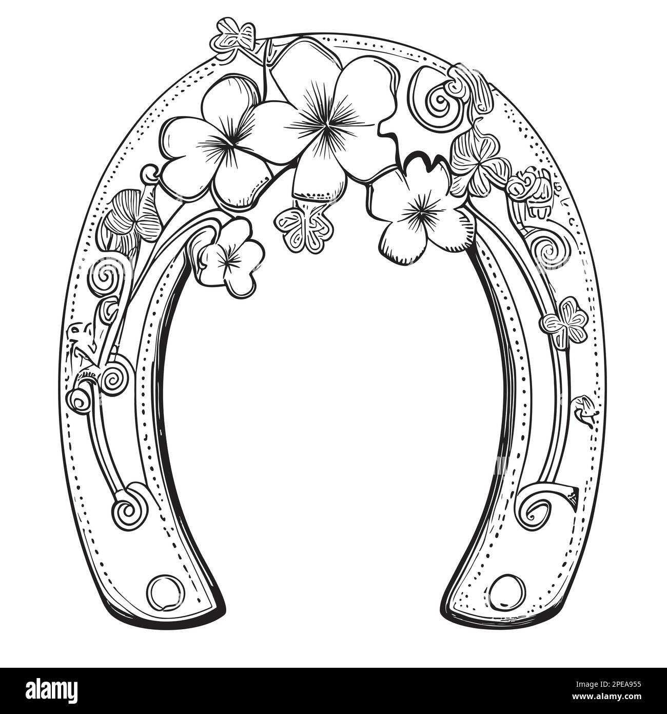 Herradura con flores dibujado a mano ilustración de boceto, símbolo de buena suerte Imagen Vector de stock - Alamy Herradura con flores dibujado a mano ilustración de boceto, símbolo de buena suerte Imagen Vector de stock - Alamy