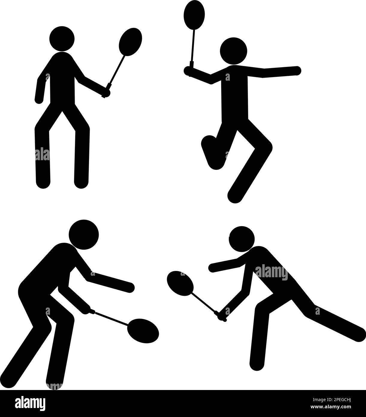 gente jugando icono de bádminton Ilustración del Vector