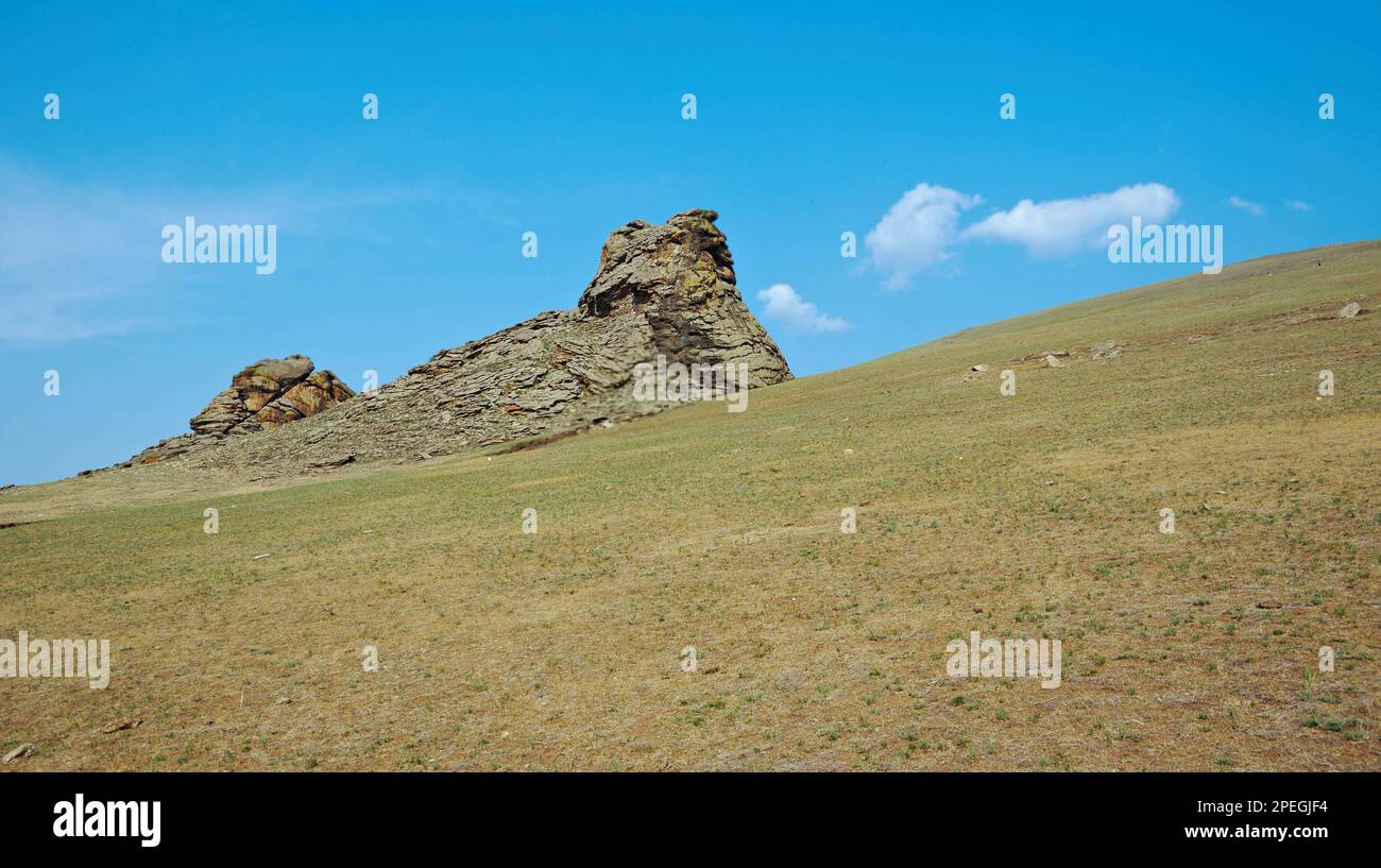 Castillo de Saxon - rocas en aldea valle Barguzin Suvo,Buriatia, Rusia Foto de stock