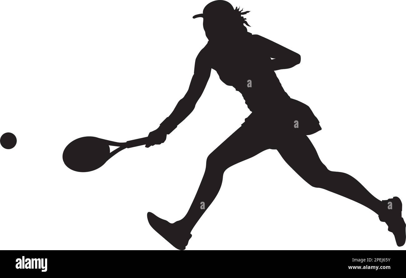 logo femenino jugando tenis de piso a punto de golpear la pelota Ilustración del Vector