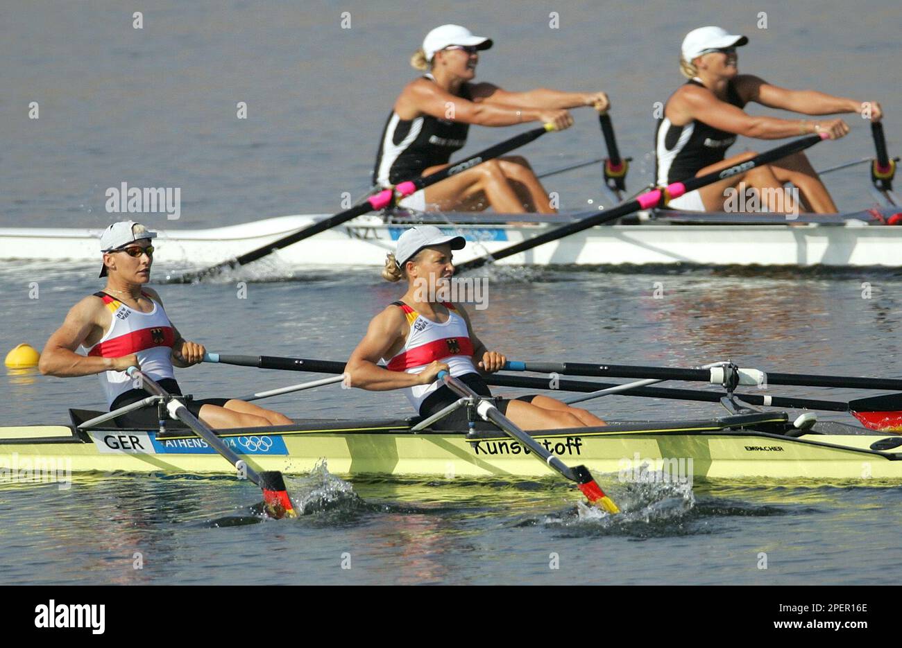 Germany's Peggy Waleska, foreground left, and Britta Oppelt took the
