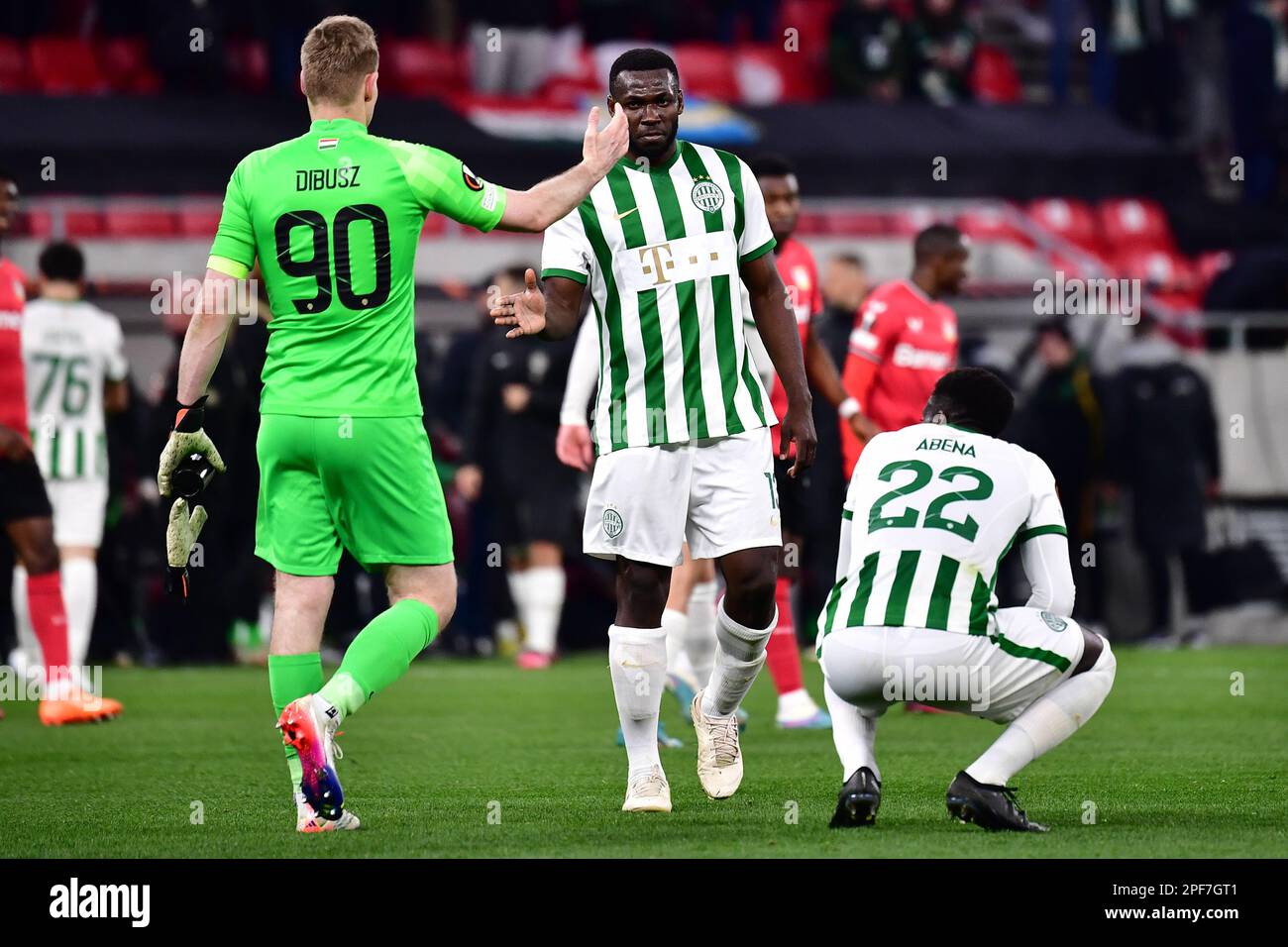 Palko Dardai of MOL Fehervar FC challenges Anderson Esiti of