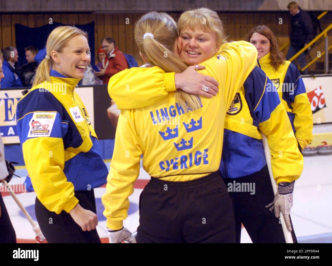 Swedish team members Eva Lund, Helena Lingham, Horberg (skip