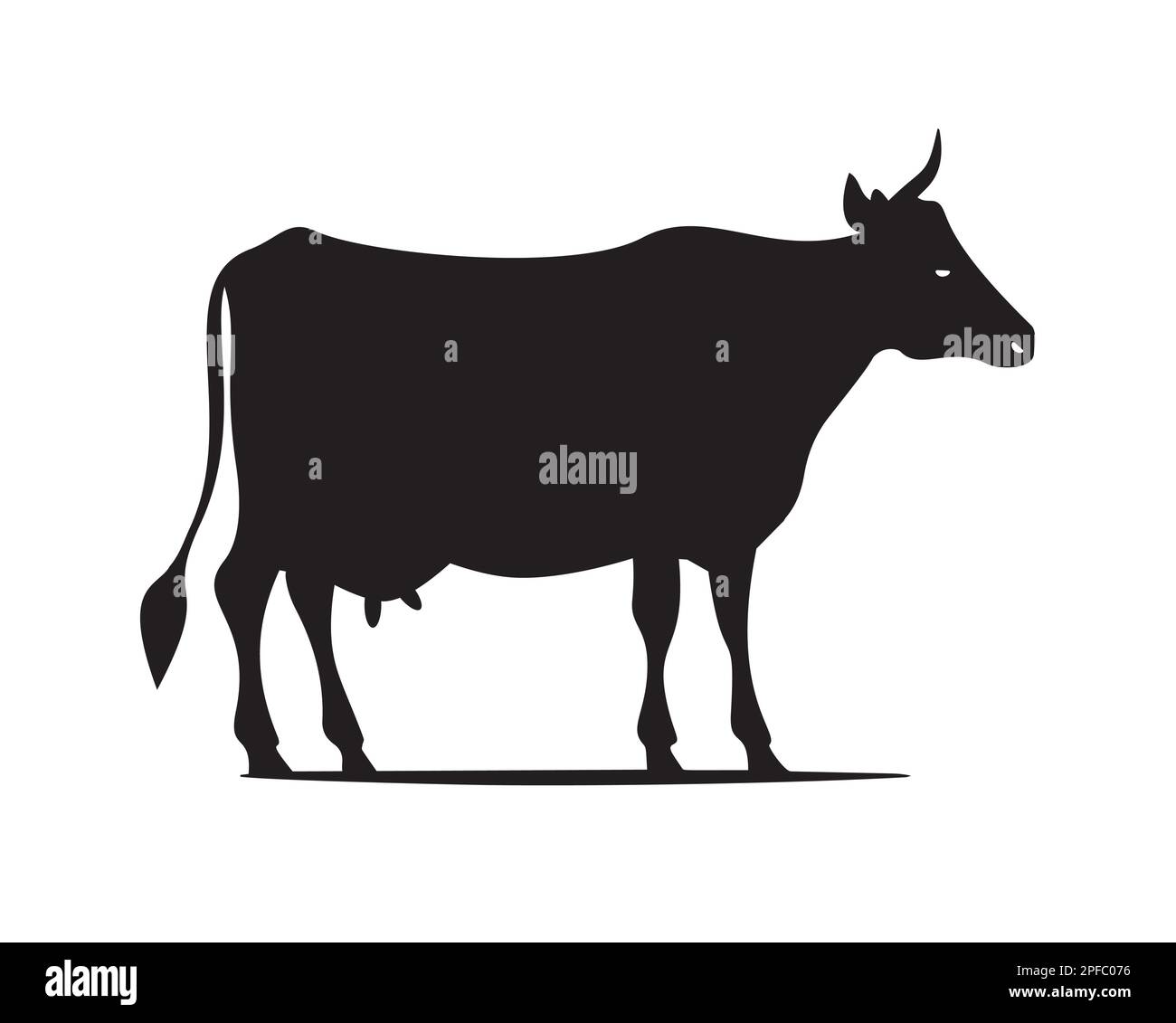 Silueta de vaca de pie en el pasto en Imágenes vectoriales de stock Alamy