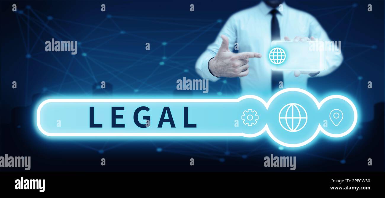 Leyenda conceptual Legal. Enfoque de negocios permitido o exigible por